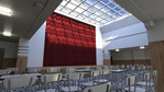 3D reconstructie van het latere interieur als feestzaal van het Joods Centrum.
<br/>
Timothy de Paepe, 2013